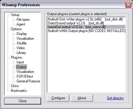 winamp output preferences almost 500pix